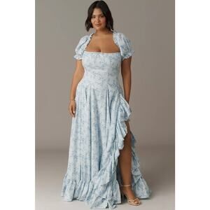 Selkie Foxglove Plus Short-Sleeve Ruffle Maxi Dress Sz 2x Plus Size NWT